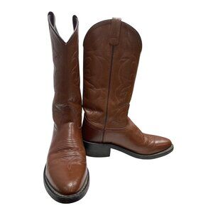 Old West Brown leather mens western boots Sz 7D SKU 9831